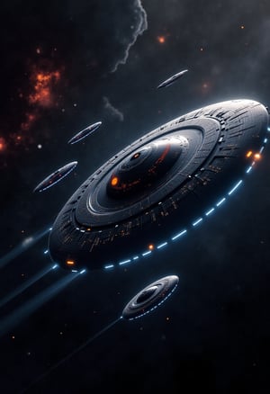 8k resolution extremelyrealistic high tech fleet of 5 ufo motherships  flying in realistic black hole vortex,8k resolution,sharp focus,