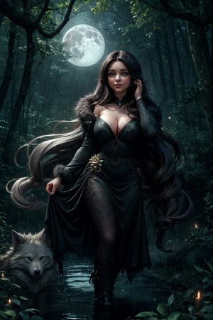 "In the deep forest, beneath the shroud of a damp night, the pale light of the full moon filtered through the branches of the trees. Amidst that serenity, a beautiful woman was trapped in a curse that plagued her every time the moon reached its fullest glory. Her name was Elena, and she suffered from lycanthropy, a rare condition that transformed her into a she-wolf.

Elena had lived her entire life with the constant fear of losing control of her humanity and unleashing her wild side. However, on this particular night, she felt that something was different. The sensations in her body were more intense, and an indomitable strength grew within her.

As the full moon ascended in the sky, Elena ventured deeper into the dense forest. Her eyes shimmered with a mix of fear and determination. With each step she took, her skin became covered in silver fur, and her hands transformed into sharp claws.

The whispers of the wind and the distant howls of other nocturnal creatures filled the air. Elena stopped in a clearing surrounded by ancient trees and lifted her face towards the sky. A spine-chilling howl escaped her throat, blending the beauty of her former humanity with the ferocity of her new form.

As tears mingled with the softly falling rain, Elena struggled to find peace within her duality. Despite the monstrosity that haunted her every month, in that moment, she felt free. The she-wolf emerged fully, swiftly running among the trees, feeling the damp earth beneath her paws.

As the night progressed, the spell of lycanthropy began to fade. The moon diminished its glow, and Elena gradually regained her human form. Exhausted but with a smile on her lips, she understood that she couldn't escape her fate, but in that enchanted forest, she found a sanctuary where her beauty and strength merged in perfect harmony."
