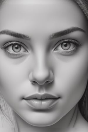 Realistic pencil drawing of a young woman's face,<lora:659095807385103906:1.0>