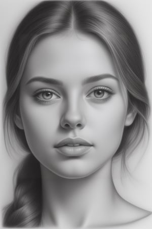 Realistic pencil drawing of a young woman's face,<lora:659095807385103906:1.0>