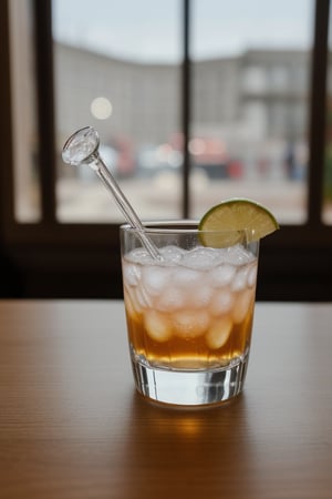 high quality photo of a glass cup filled with a sparkling drink, intricate details, in an extremely bizarre setting that would surprise the viewer