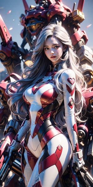 The beautiful 18-year-old Japanese girl has big eyes, a plump body, long legs, unreal and ethereal, and her long hair is blown by the wind, showing her beauty and amazing. Passionate and dynamic caressing beautiful breasts, girl, the mecha covers the other exposed large areas of skin on the breasts, smiling coquettishly, hands together are like hearts
Best picture quality, high resolution, 8k, realistic, sharp focus, realistic image of elegant lady, Korean beauty, supermodel, pure white hair, blue eyes, wearing high-tech cyberpunk style white fox suit with red edges, Radiant, sparkling suit, mecha, perfectly customized high-tech suit, ice and snow cherry blossom theme, customized design, 1 girl, mecha