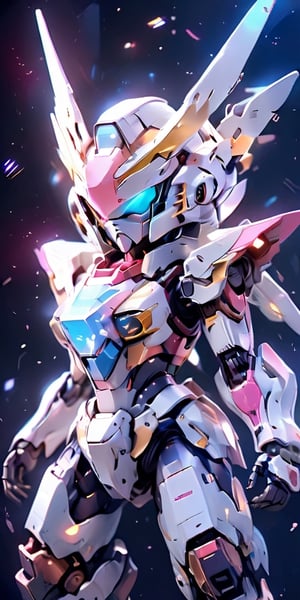 Girls with mechanical wings, mechanical wings, tight suits, 1960s space helmets, and the 1980s anime series G Force, Daft Punk's shiny skin, surreal sweet girl with a huge mechanical gem her body, space helmet 60s, holographic, holographic texture, wlop style, space, angel gundam, hdsrmr