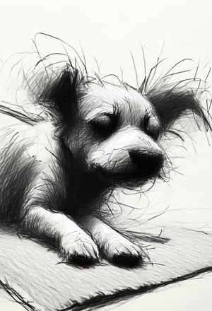 mdsktch sketch of a dog asleep on a rug