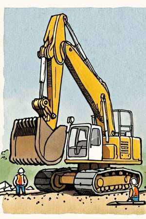 Illustration of construction digger by David Macaulay 