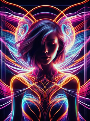 ral-exposure, 1girl, in the style of double exposure, neon art nouveau, long exposure, wimmelbilder, layered lines, neonpunk, chiaroscuro, best quality, masterpiece, highres, absurdres, incredibly absurdres, huge filesize, wallpaper, colorful,8K,RAW photo 