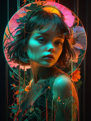 1girl, in the style of double exposure, neon art nouveau, long exposure, wimmelbilder, layered lines, neonpunk, chiaroscuro, best quality, masterpiece, highres, absurdres, incredibly absurdres, huge filesize, wallpaper, colorful,8K,RAW photo , artchlr