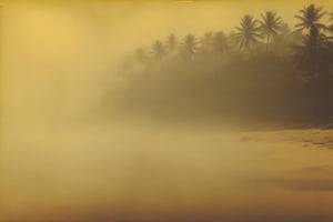 colouring_experiment_analogue, a foggy beach in sri lanka, hard shadow