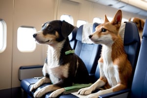 Animals sitting in an passenger airline