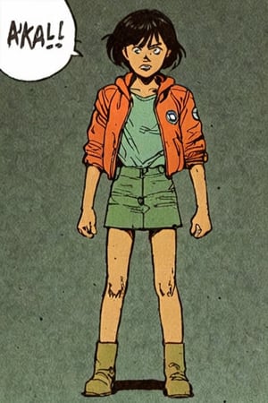 Comic panel illustration of girl,  akira style 