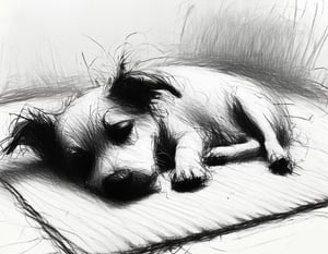 mdsktch sketch of a dog asleep on a rug