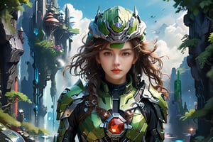 Highest image quality, outstanding details, ultra-high resolution, (realism: 1.4), the best illustration, favor details, highly condensed 1girl, with a delicate and beautiful face, dressed in a black and green mecha, wearing a mecha helmet, holding a directional controller, riding on a motorcycle, the background is a high-tech lighting scene of the future city. (ridiculous, high resolution, super detailed), 1woman, mature female, older, wavy long hair, russet hair, coral eyes, bangs, long sleeves, delicate eyes and delicate face, extremely detailed CG unity 8k wallpaper, intricate details, (style-swirlmagic:1.0), looking at viewer, solo, upper body, detailed background, close up, detailed face, (gothic dark ages theme:1.1), crystal sorcerer, dynamic pose, earth themed clothes, crystal crown, floating in the air, glowing magic fragments, surrounded by blue magic crystals, rock formations, stalactites, magic floating particles, crystal glass, crystal balls, crystal canyon background, (shallow water: 0.7), epic ethereal atmosphere, updraft, portrait,cutegirlmix
