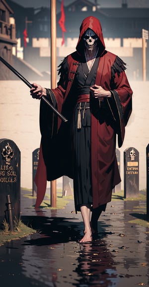 Grim reaper, graveyard, scythe, souls, high definition, 16k ((long flowing robe ))