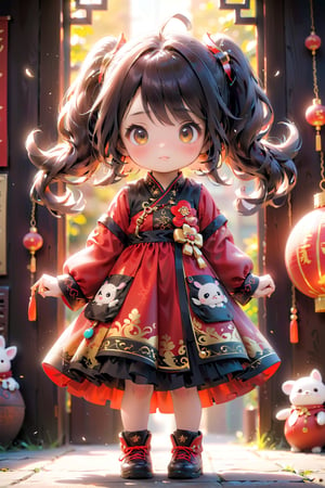 best quality, masterpiece, beautiful and aesthetic, vibrant color, Exquisite details and textures,  Warm tone, ultra realistic illustration,	(cute asian girl, 5year old:1.5),	(ancient Chinese theme:1.4), the ancient Chinese imperial family,	cute eyes, big eyes,	(a chic look:1.4),	16K, (HDR:1.4), high contrast, bokeh:1.2, lens flare,	siena natural ratio, children's body, anime style, 	low angle view,	very long curly black hair,	a cute silk red dress, ultra hd, realistic, vivid colors, highly detailed, UHD drawing, perfect composition, beautiful detailed intricate insanely detailed octane render trending on artstation, 8k artistic photography, photorealistic concept art, soft natural volumetric cinematic perfect light. 