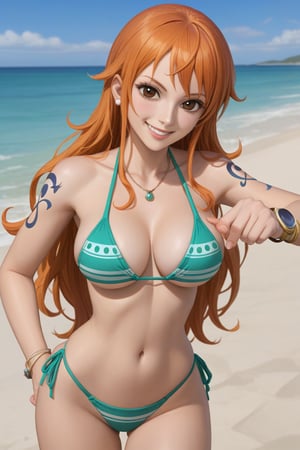 Nami, bikini, smile, score 9 up, score 8 up, score 7 up