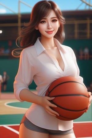  1girls,japanese, wearing short white shirt, low cut,in,wet skin,big eyes,red lips,open chest,short skirt,pull out under, basketball court,  photorealistic,  realistic, realism, photorealism, high contrast,   8k HD high definition detailed realistic, detailed, skin texture, hyper detailed, realistic skin texture, armature, best quality, 


