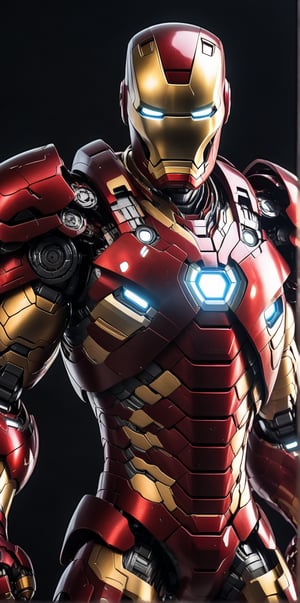Angry ironman mecha robo soldier character, anthropomorphic figure, wearing futuristic mecha soldier armor and weapons, reflection mapping, realistic figure, hyperdetailed, cinematic lighting photography, 32k uhd with a golden staff, red lighting on suit, 

By: panchovilla,mecha