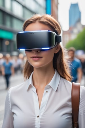 Realistic photograph from a beautiful future. People on the street are all wearing (VR with display that shows their eyes).
, dslr, ultra quality, sharp focus, tack sharp, dof, film grain, Fujifilm XT3, crystal clear, 8K UHD, highly detailed glossy eyes, high detailed skin, skin pores
