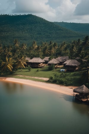 Real photo, view of an Indian settlement. There's a bottle of rum everywhere. Beautiful tropical scenery. Brown water in the lake. Dark film lighting.
, dslr, ultra quality, sharp focus, tack sharp, dof, film grain, Fujifilm XT3, crystal clear, highly detailed glossy eyes, high detailed skin, skin pores,