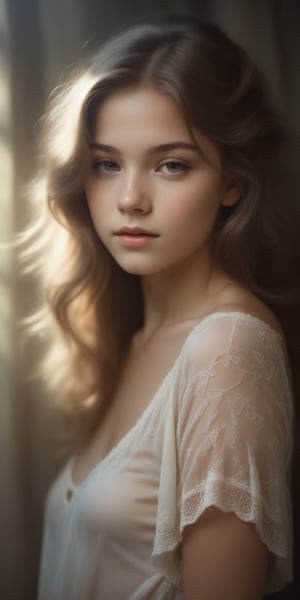 Beautifully lit portrait of a lovely teenage girl captured in an artistic manner by David Hamilton. The photograph highlights her cute, sexy and graceful nature with soft lighting, delicate coloring and elegant composition to create a truly beautiful piece of art that captures the innocence of youth