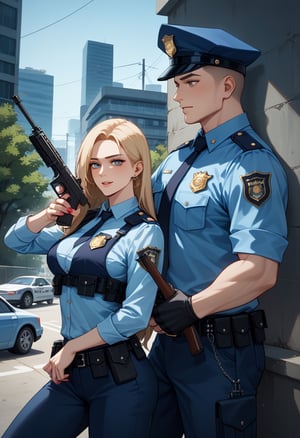 score_9, score_8_up, score_7_up, score_6_up,source_anime, 
(masterpiece:1.4), (best quality:1.3),man&woman,couple ,police officer ,policeman&policewoman,police uniform,{{{Rifle range}}},pistol,trevolver,police station,target practice,{{{{practice_form}}}},, best quality, amazing quality, very aesthetic, absurdres,more detail XL,Supersex