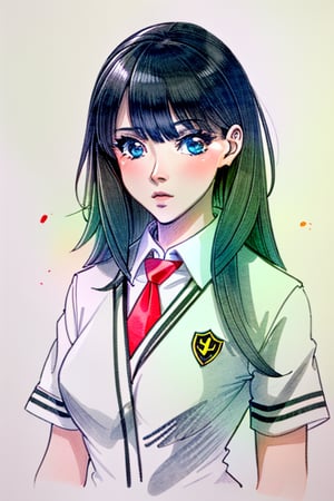 ((((masterpiece)))),best quality,high quality,ultra high resolution,ultra detailed,extremely detailed,best aesthetic,8k,full color,(sharp sketch, illustration:1.1),beautiful eyes,beautiful face,beautiful skin,light particles,((school)),((uniform)),1girl,beautiful girl,cute girl,transcend \(umamusume\),rimuru_tempest,Portrait,rikka1