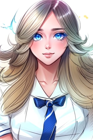 ((((masterpiece)))),best quality,high quality,ultra high resolution,ultra detailed,extremely detailed,best aesthetic,8k,full color,(sharp sketch, illustration:1.1),beautiful eyes,beautiful face,beautiful skin,light particles,((school)),((uniform)),1girl,beautiful girl,cute girl,
