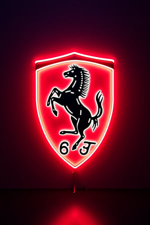 a Ferrari logo, surrounding by many magic spell, neon lights
