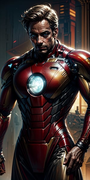 iron man, classic costume,more detail XL, masterpiece, best quality, incredibly absurdress, highres, high detail eyes, high detail background, male focus, ,Real
