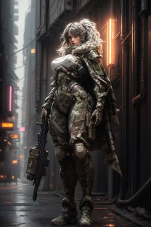 ((Best quality)), ((masterpiece)), (highly detailed:1.3), 3D, beautiful (cyberpunk:1.2) special forces, robort,female with thick voluminous hair wearing (wearing camouflage_uniform:1.1), body armour,cape,digital (camouflage:1.3),HDR (High Dynamic Range),Ray Tracing,NVIDIA RTX,Super-Resolution,Unreal 5,Subsurface scattering,PBR Texturing,Post-processing,Anisotropic Filtering,Depth-of-field,Maximum clarity and sharpness,Multi-layered textures,Albedo and Specular maps,Surface shading,Accurate simulation of light-material interaction,Perfect proportions,Octane Render,Two-tone lighting,Wide aperture,Low ISO,White balance,Rule of thirds,8K RAW,Efficient Sub-Pixel,sub-pixel convolution,photorealistic,perfect,hand,fingers,cbpkv5,Matrix,Angel