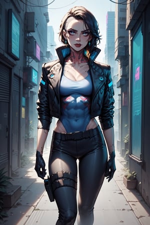 score_9, score_8_up, score_9_up, 
((nightwing)),woman,wide shot picture, earrings, sharp cheekbones,(worn leather jacket), (((one_leg pants))),(( holster)),(((cyberpunk setting))),masterpiece, extremely detailed, flawless picture,