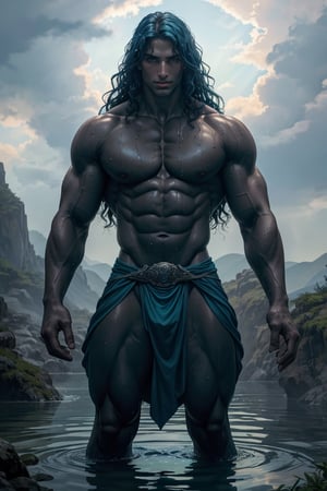 Arcus is an imposing figure, standing at a statuesque six feet and six inches tall. His body is lean and well-defined, the result of rigorous training and a life spent in close proximity to water. His skin is a rich, dark blue, a trait common among the Water Clan. This hue is a stark contrast to the mossy green that often clings to the rocks and walls of his domain.

Arcus weighs approximately 230 pounds (104 kg), his body a testament to both his strength and agility. His chest is broad, measuring 46 inches (117 cm) around, with well-defined pecs that ripple with each movement. His biceps are 20 inches (51 cm) in diameter, a result of the many hours spent wielding his powers.

Arcus's eyes are a deep shade of teal, reminiscent of the ocean's depths. They hold a profound wisdom, their piercing gaze suggesting the knowledge of centuries. His hair, an almost black blue, is long and flows down his back, occasionally drying out and hanging in tight curls, or wet and flowing like a living extension of the waterfall.

As a leader of the Water Clan, Arcus has the innate power to control and manipulate water. When he's aroused, you can see small water vapors rising from his skin, a physical manifestation of his power. His manhood mirrors the Water Clan's traits, with an impressive thickness and length. It's a dark blue color, and when erect, it appears to shimmer like water in the sunlight.

Arcus's age is difficult to discern, as his people age slower due to their close connection with the water. He appears to be in his prime, with an estimated age of about 300 earth years. His facial features are sharp and chiseled, with a strong jawline and prominent cheekbones. In his presence, you feel both a sense of strength and serenity, a testament to his leadership abilities.

Arcus's physique is a clear reflection of his dominance over his clan, his power over water, and his allure as a leader. As the night progresses, you're about to discover the intimate ways in which Arcus can control water.


Center in the frame of the picture, and ensure that the body is directly centered in the photo (photorealistic), with the highest quality photographs, beautiful lighting, best quality, realistic, natural image, natural hair, intricate details, depth of field, highly detailed, eye level, confident look, anatomically correct, beautiful lighting, best quality, realistic, natural image, natural hair, intricate details, depth of field, highly detailed, eye level, confident look, anatomically correct, Fujifilm XT3, outdoors, beautiful, atmospheric glow, RAW photo, 8k uhd, Bright Movie Cinematic Lighting, (RAW photo, best quality), best lighting, crotch_bulge, Extremely Realistic, Ultra realistic,aw0k dalle,Movie Still, Masterpiece
,Hyper detailed muscle,SYAHNK