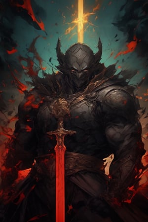 (Similar to baldurs gate portraits)Male, young, half-orc, demiorc, strong, two handed sword, greatsword, Berserk, medieval background, black suit, medieval clothes, midnight, fury, blood ,Pectoral Focus,r1ge