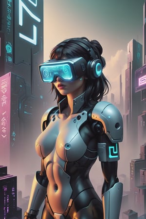 Illustration of a cyberpunk suit woman in a virtual reality setting, surrounded by holographic code, futuristic UI, and virtual landscapes, Surreal Cyberpunk Art Style, Influenced by Deviantart and Ghost in the Shell anime, Camera: POV, Lens: Augmented Reality Lens, Render Style: Isometric Assets, 4K resolution, (((Cyberpunk)))

,DonM0ccul7Ru57XL