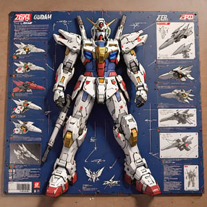 Detailed assembly instructions, written instructions, arrows and sketches for the    Wing Gundam Zero   on the board