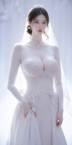 full body shot, (Transparent Snow-white skin), (very fair and radiant skin:1.4), full shot, wide shot, cute girl in beautiful white weddingsdress, polariod photo, filmgrain, full shot, full body, dynamic pose, (girl in suit, thin nose), (wearing beautiful white weddingdress:1.9), very long black hair, (one ponytails hairstyle:1.4), (realistic skin), (wedding background:1.8), (man in background:1.8),
High quality texture, intricate details, detailed texture, High quality shadow, a realistic representation of the face, Detailed beautiful delicate face, Detailed beautiful delicate eyes, a face of perfect proportion, Depth of field, perspective, (big eyes:0.8), perfect body, distinct_image, (finely detailed beautiful eyes and detailed face), light source contrast, photorealistic, realistic, // realistic skin, slim waist, small hight, slim body, (huge breasts:1.2), ((gigantic breasts:1.8)), (pureerosface_v1:0.5), (ulzzang-6500-v1.1:0.5), Singaporean girl, ahg, , 1 girl, jisoo, yoona, goyoonjung, Girl, lhc,,,1 girl