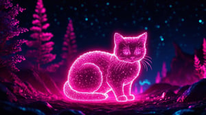 a [pink] glowing [pussy] silhouette sketch in a nightscape, in the style of tenebrism mastery, bold outline,  unreal engine 5, double lines, energy-charged, luminous pointillism, made of wiree
