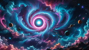 beautiful cosmic dreamscape,  colorfull nebula,  big vortex sucking planets,  black hole,  planets on fire,  astral projection,  constelations,  bioluminescent chakra,  Witness the grandeur of a magic mystical space,  nebula,  galaxy formation,  colorful many big planets and stars,  intricate details,  colorful clouds and planets,  hyperrealistic photography,  8k,  purple and pink neon lights,  nighttime,  ultra dark theme,  detailmaster2,  DonMChr0m4t3rr4XL , DonMChr0m4t3rr4XL , martius_nebula, galaxy00, DonMC0sm1cW3bXL,