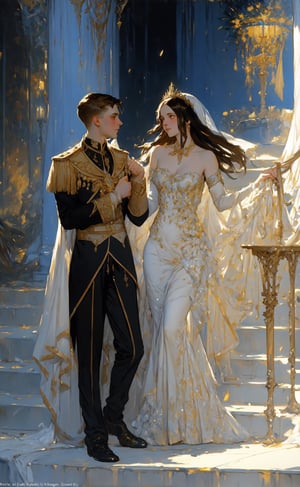 oil painting fantasy illustration, Dean Cornwell, John Singer Sargent, masterpiece, best quality, sexual courtship of a girl at the resort of Yalta