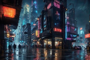 Cyberpunk city,modern city,modern architecture,commercial office building,Skyscraper,shopping area,landscape,midnight ,masterpiece,detailed,realistic,smooth and soft light,3D,8K,digital_art,clear vision,cyber,horizontal,