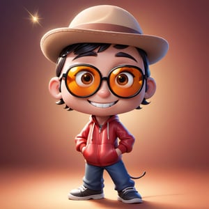 Create a 2D ant character in a  portrait background, NFT ant, ant having shining colored skin, ant wearing exclusive clothing design, wears sunglasses, wears hat. Bitmoji cartoon style, full image,  disney pixar style