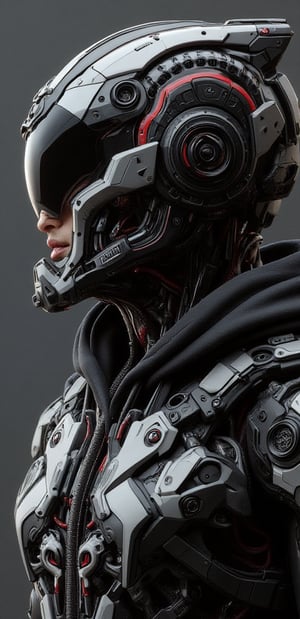 a humanoid looking mecha in a hoodie, hyper Realism, amazing design 