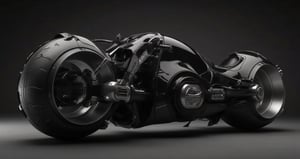 futuristic motorcycle, futuristic unique design with big tyres, black colour 