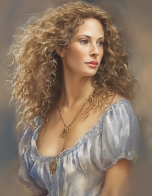 ((Top quality)),
((masterpiece)),
(Full body:1.9),
beautiful,
German, woman,
45yo,
pale skin, dark blonde hair with silver streaks, messy hair, waist long curly hair, perky natural breasts, saggy natural breasts,wide hips, narrow waist,
narrow pointed chin, oval narrow face,
Extremely Realistic,Wonder of Beauty,
A candid portrait color sketch of a mature German woman,
