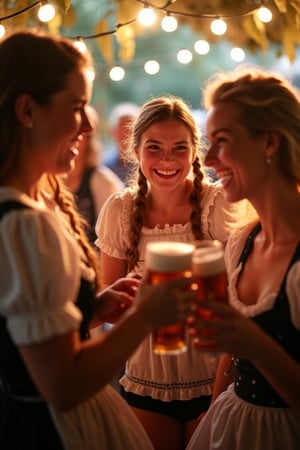 oktoberfest maids partying, lederhosen