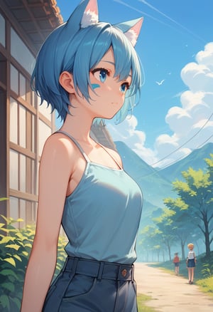 score_9, score_8_up, score_7_up, score_6_up, score_5_up, score_4_up,source_anime,

1girl,  animal ears, facial mark, short hair, blue eyes,  day, outdoors, solo focus,more detail XL,Supersex