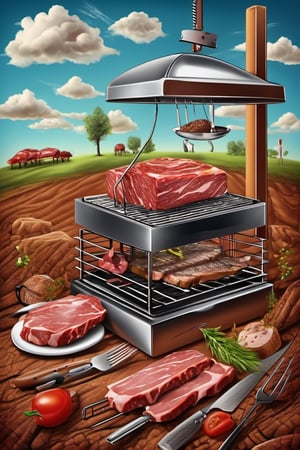 surrealism ,  grill meat , lunch