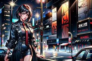 a beautiful confident asian girl with short black hair shaved on one side, wet hair, one (mechanical arm+), wearing brown trenchcoat, (black shirt++), (maroon tie++), (smoking a cigarette++), cyberpunk aesthetic, police, (detective+++), raining, at night (dark), under bridge, police cars, police sirens (red and blue), (red and blue neon lights), tokyo, 1 girl,

foggy at background, depth of field, bokeh, into the dark, deep shadow, cinematic, masterpiece, best quality, high resolution,cyberpunk style,1 girl