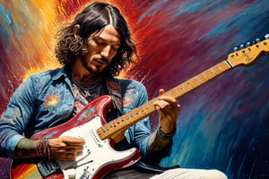 John Frusciante from Red Hot Chili Peppers playing guitar ((1955 Fender Stratocaster)),
portrait, 8k resolution photorealistic masterpiece, intricately detailed fluid painting, by Jean Baptiste Monge, acrylic: colorful watercolor art, cinematic lighting, maximalist photoillustration, 8k resolution concept art intricately detailed, complex, elegant, expansive, fantastical, psychedelic realism, dripping paint,greg rutkowski,detailmaster2,photo r3al