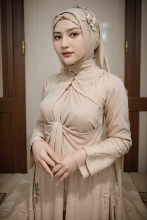 1girl, sexy, 23 years old, medium tits, (wearing a kebaya,hijab)sigma34mm f1.4, j3s1